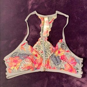PINK floral Bralette front clasp